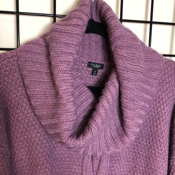 Talbots M Purple Cowl Neck Heavy Knit Sweater Drop Shoulder Warm & Cozy - Picture 7 of 9